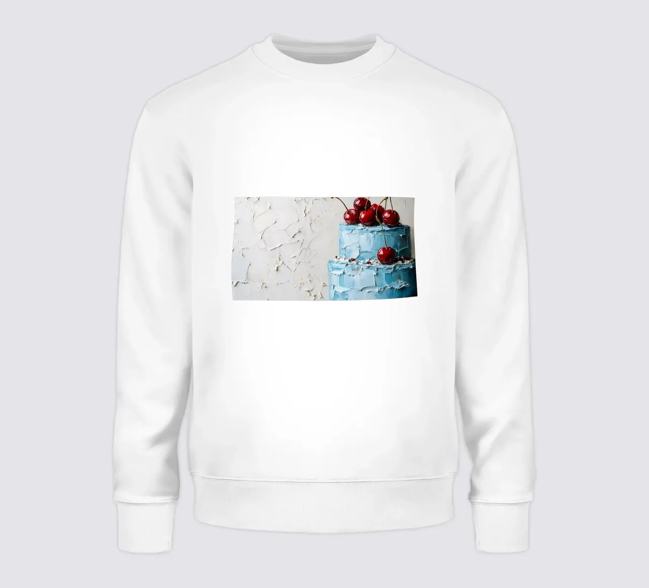 Strukturierte blaue Torte - Impasto Cherry Delight Art Sweatshirt von ClubArt