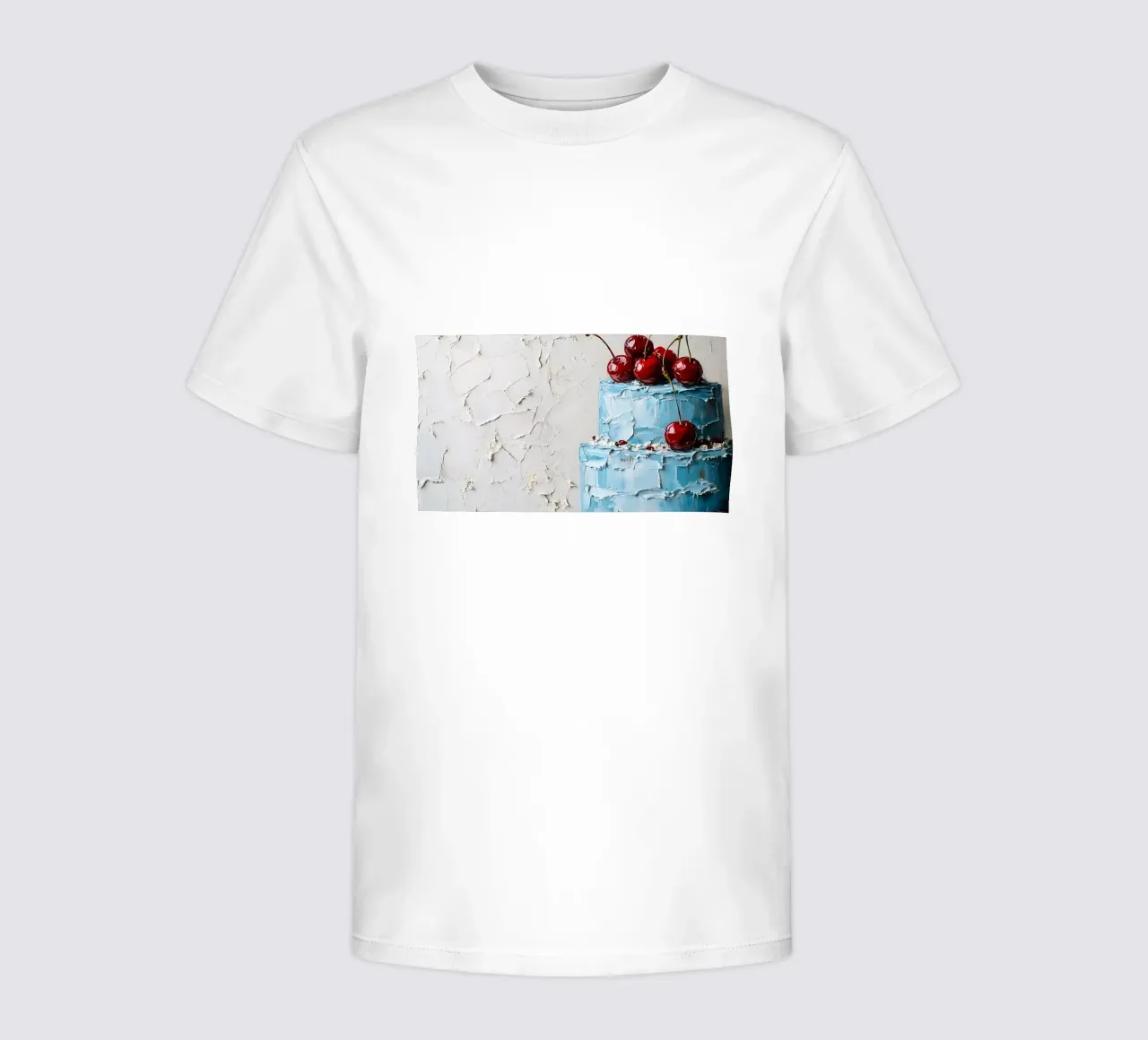 Textured Blue Cake - Impasto Cherry Delight Art kids t-shirt by ClubArt
