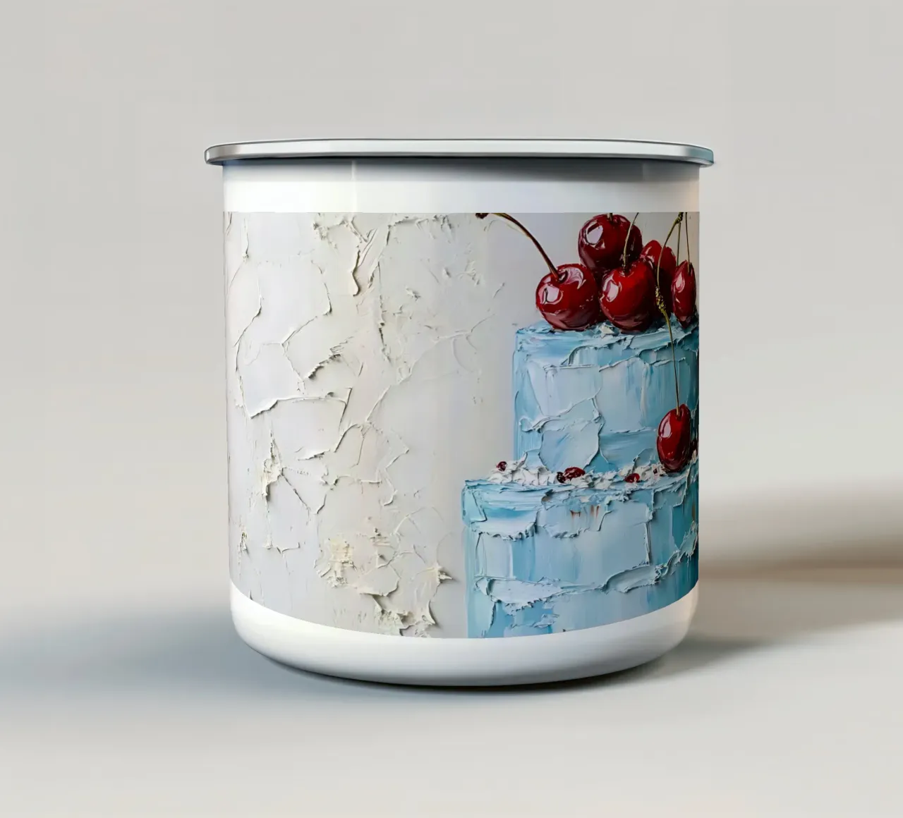 Blauw gestructureerde cake - Impasto Cherry Delight Art emaille mok van ClubArt