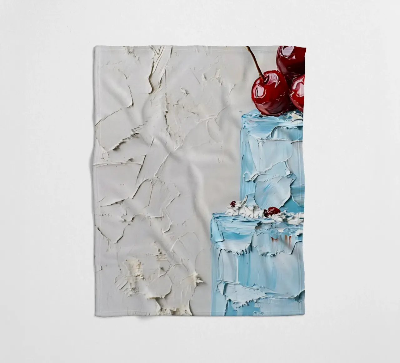 Strukturierte blaue Torte - Impasto Cherry Delight Art Fleecedecke von ClubArt