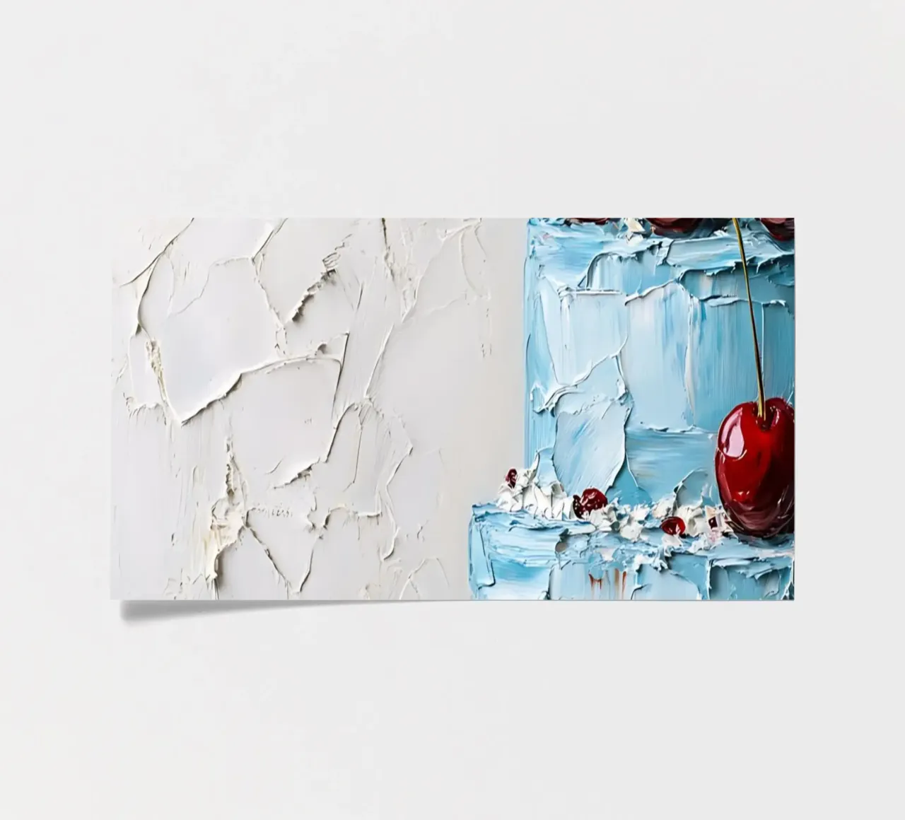Textured Blue Cake - Impasto Cherry Delight Art sticker sheet by ClubArt