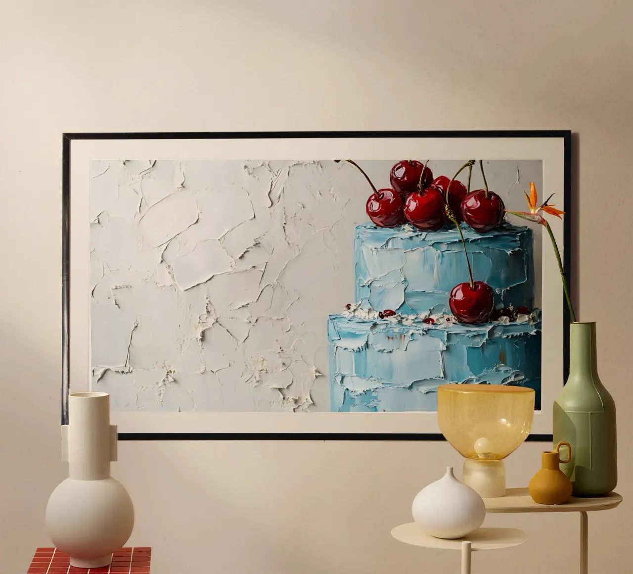 Strukturierte blaue Torte - Impasto Cherry Delight Art Hahnemühle von ClubArt