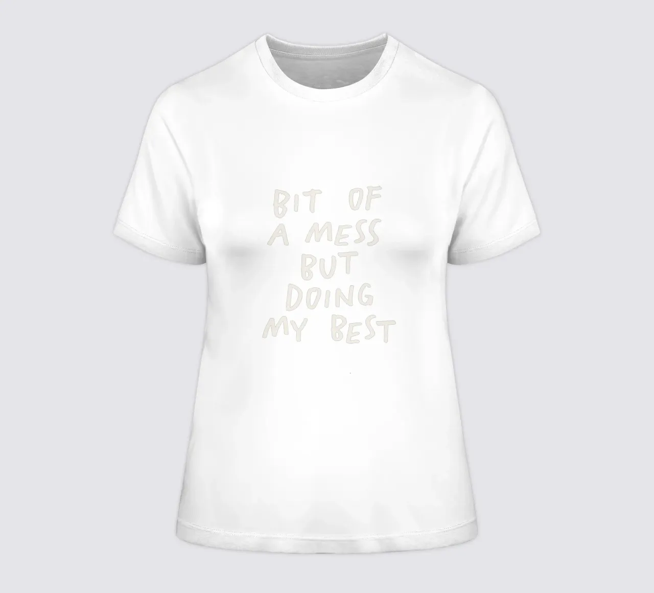 Bit of a Mess But Doing My Best Typography Print Red White women's fitted t-shirt by THE MOTIVATED TYPE