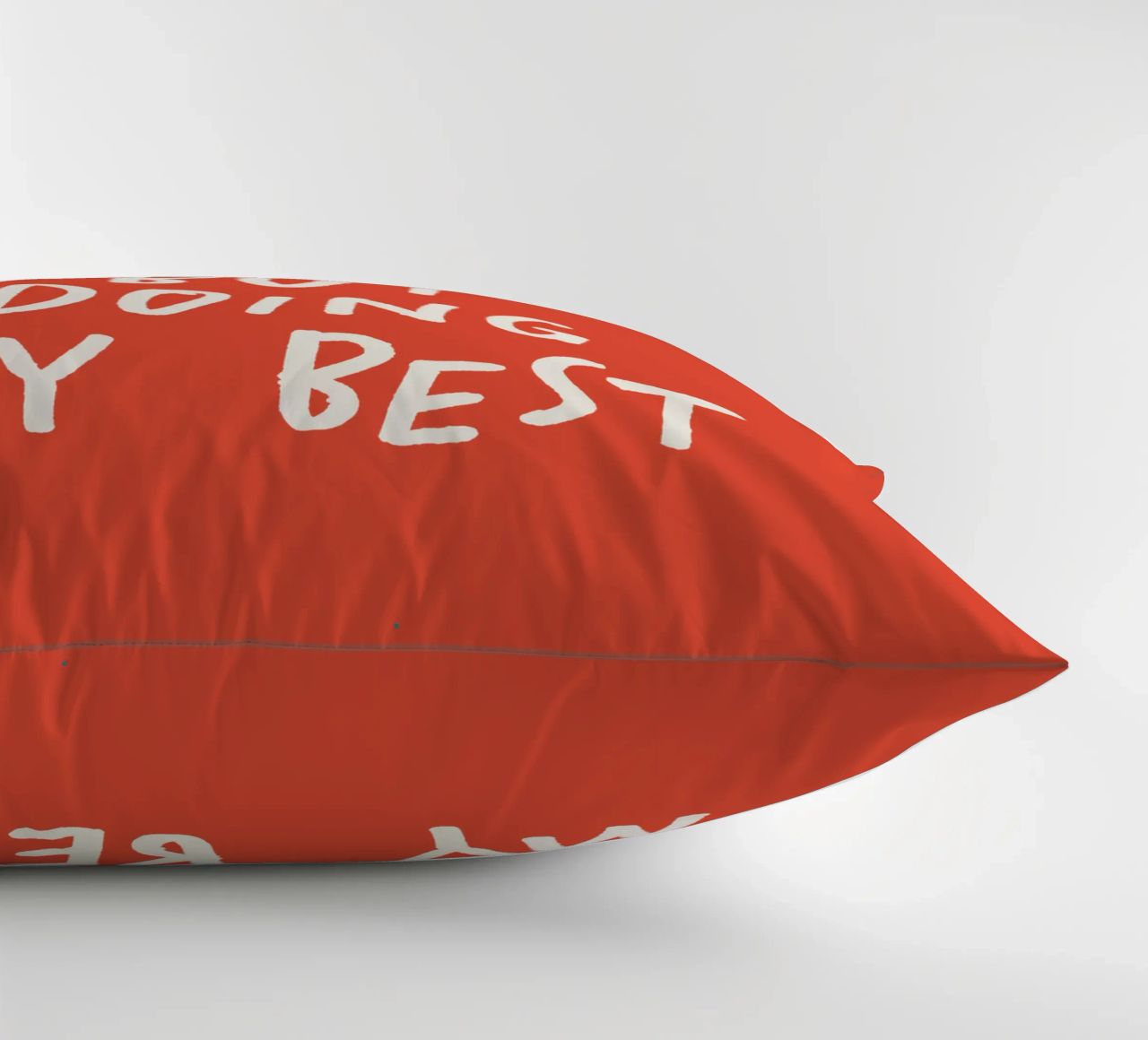 Bit of a Mess But Doing My Best Typography Print Red White decorative cushion by THE MOTIVATED TYPE