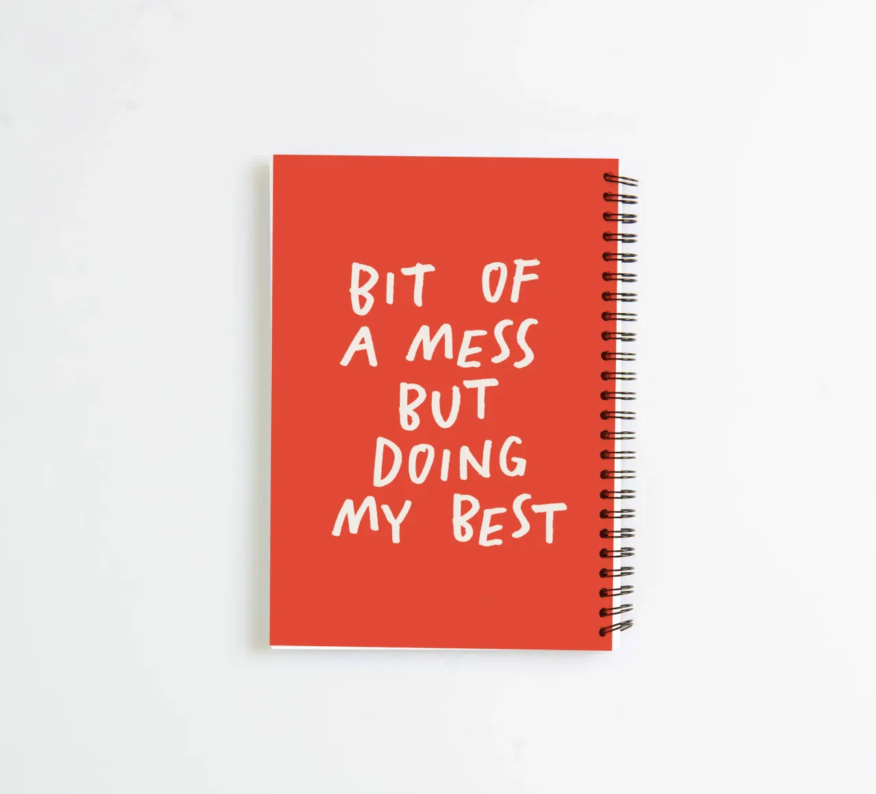 Bit of a Mess But Doing My Best Typography Print Red White spiral notebook by THE MOTIVATED TYPE