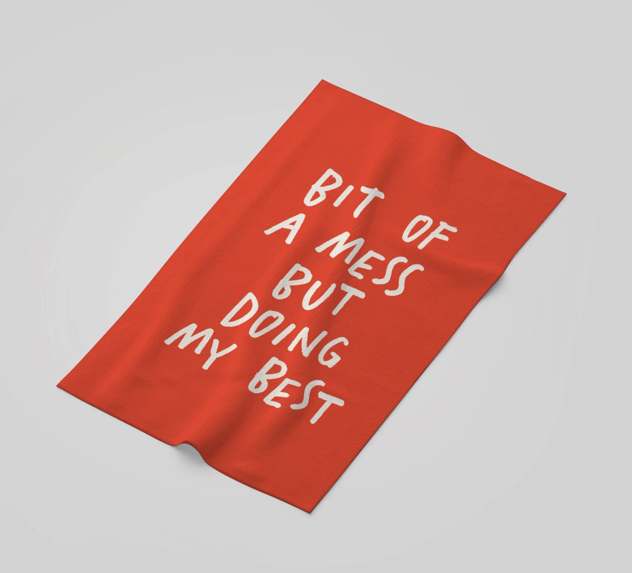 Bit of a Mess But Doing My Best Typography Print Red White beach towel by THE MOTIVATED TYPE