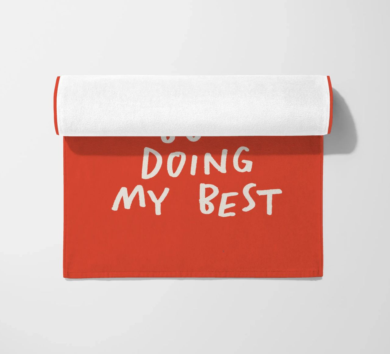 Bit of a Mess But Doing My Best Typography Print Red White beach towel by THE MOTIVATED TYPE