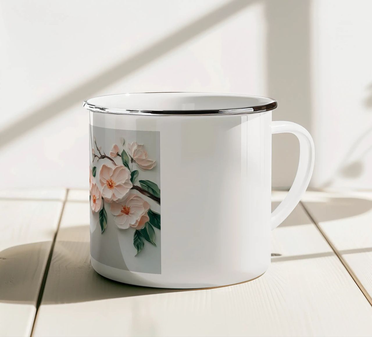 Rami di fiori di ciliegio strutturati - Impasto floreale 3D tazza in smalto da ClubArt