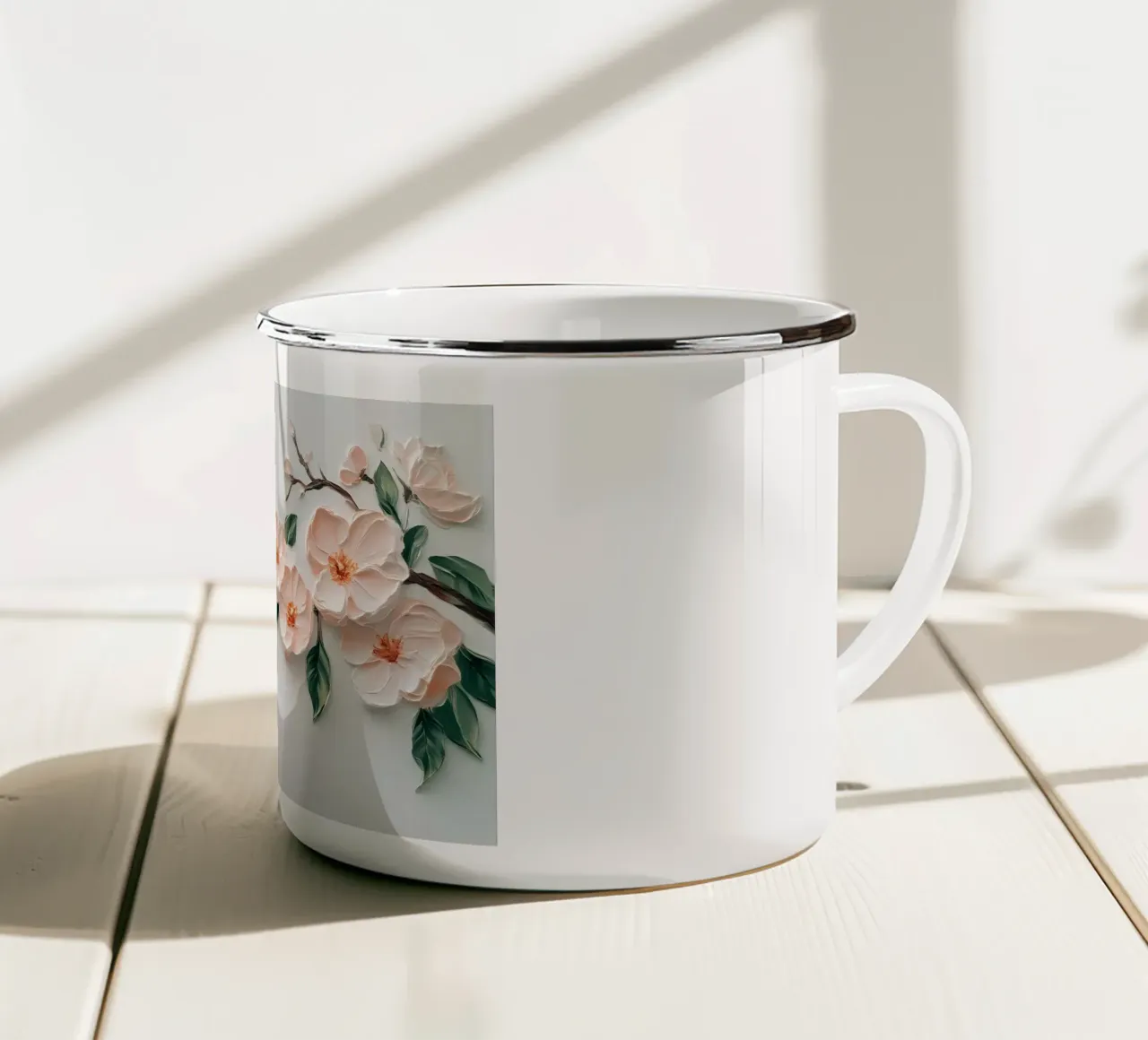Rami di fiori di ciliegio strutturati - Impasto floreale 3D tazza in smalto da ClubArt