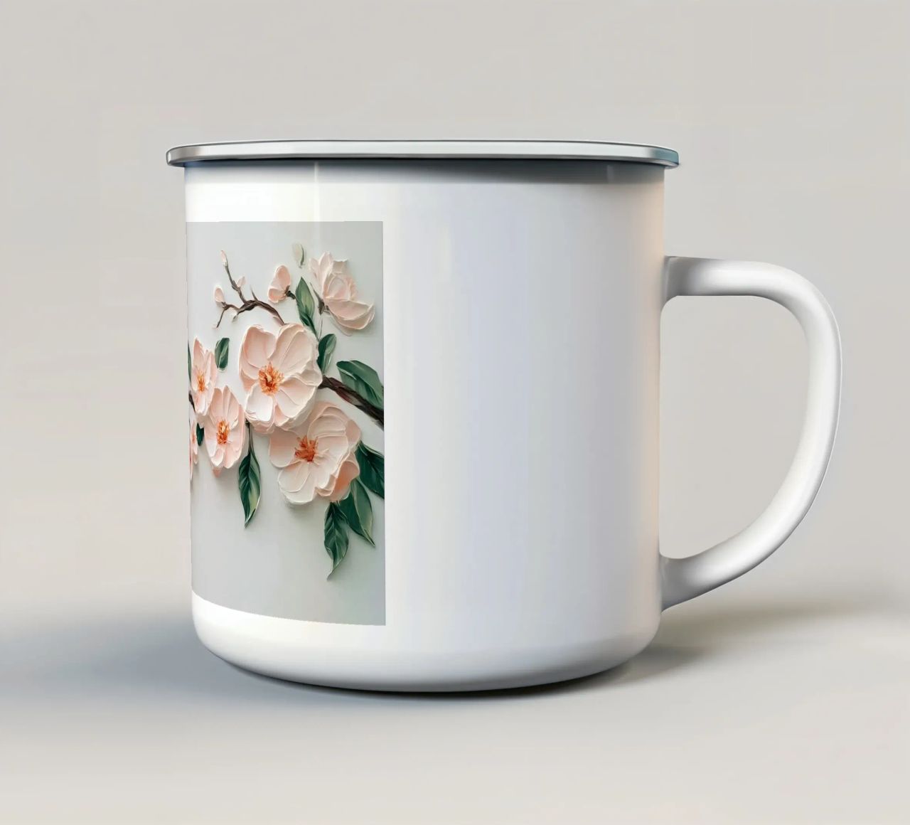 Rami di fiori di ciliegio strutturati - Impasto floreale 3D tazza in smalto da ClubArt