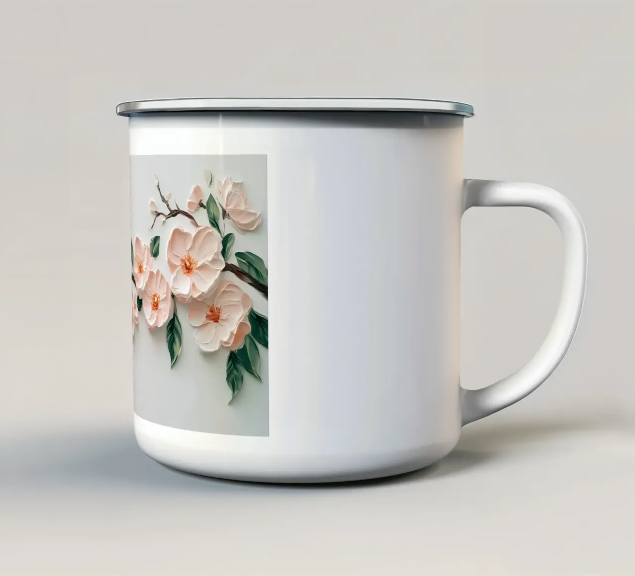 Rami di fiori di ciliegio strutturati - Impasto floreale 3D tazza in smalto da ClubArt