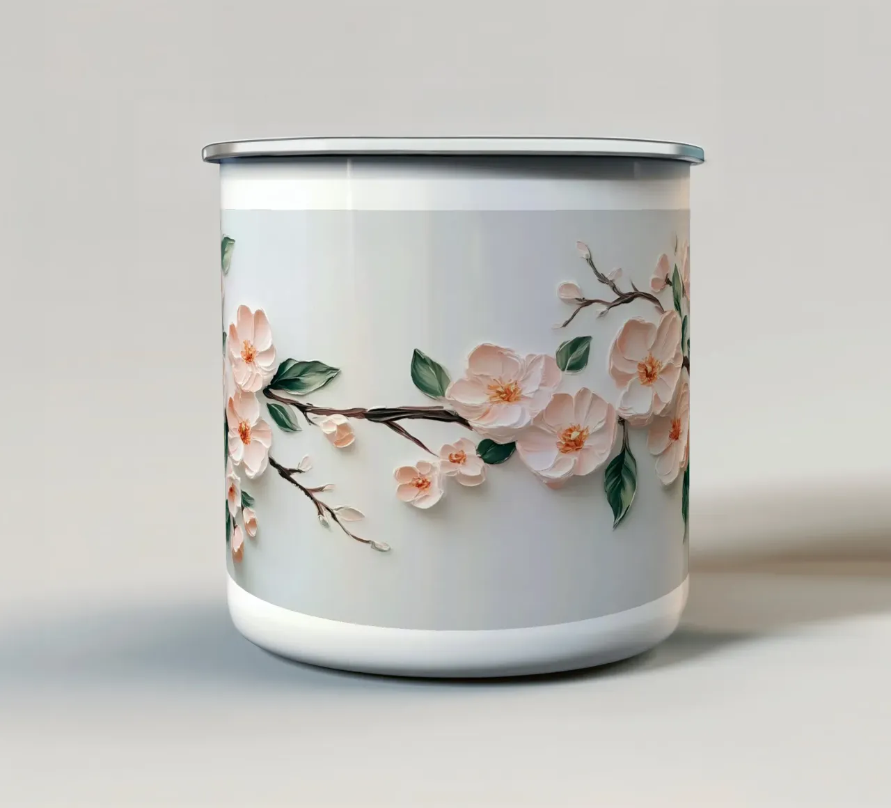 Rami di fiori di ciliegio strutturati - Impasto floreale 3D tazza in smalto da ClubArt