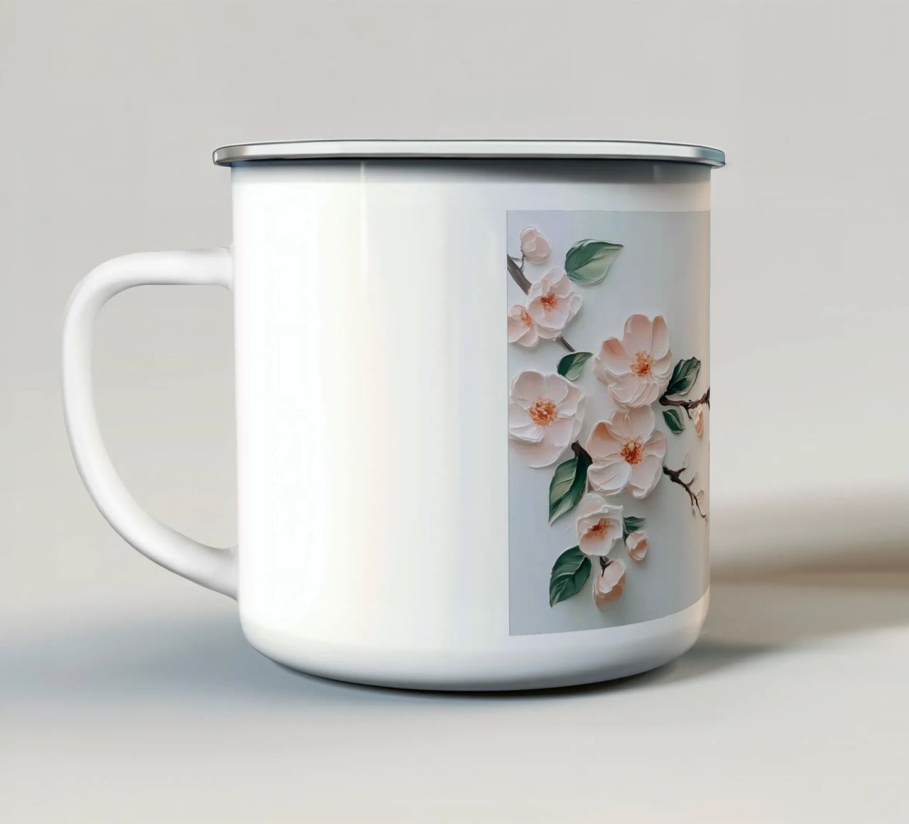 Rami di fiori di ciliegio strutturati - Impasto floreale 3D tazza in smalto da ClubArt