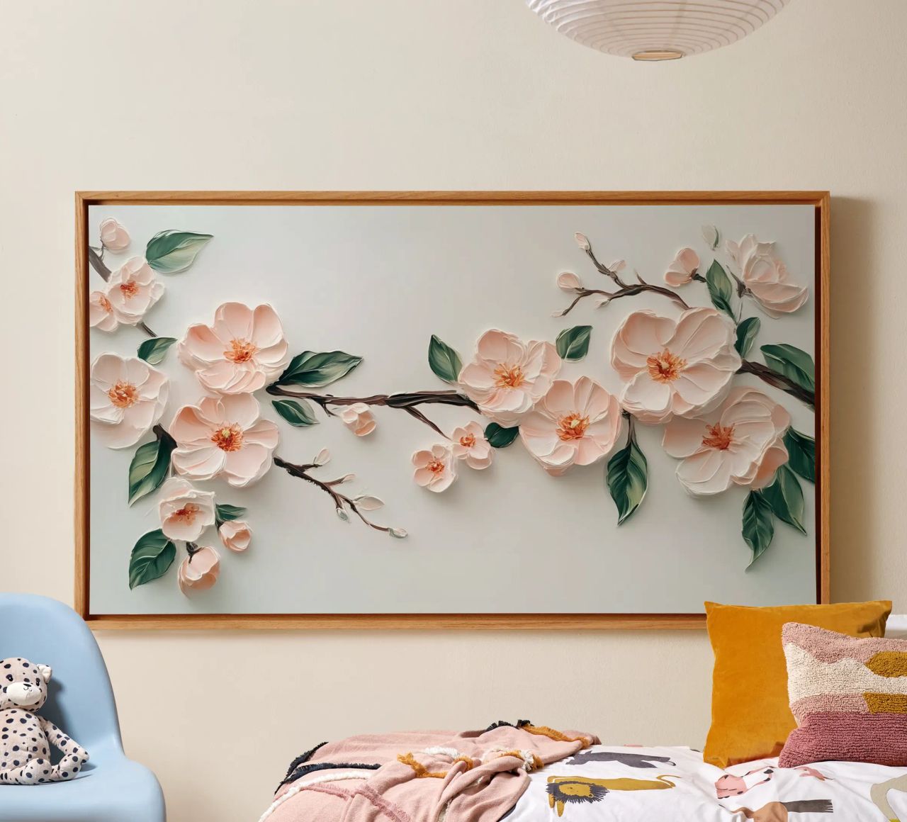 Rami di fiori di ciliegio strutturati - Impasto floreale 3D tela da ClubArt