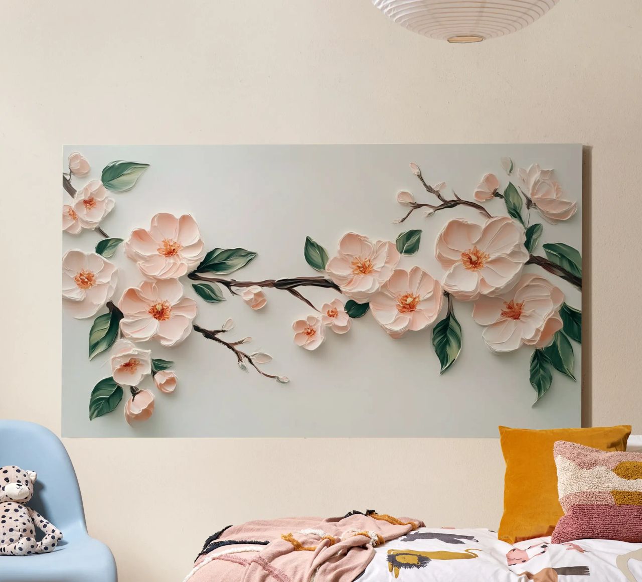Rami di fiori di ciliegio strutturati - Impasto floreale 3D tela da ClubArt