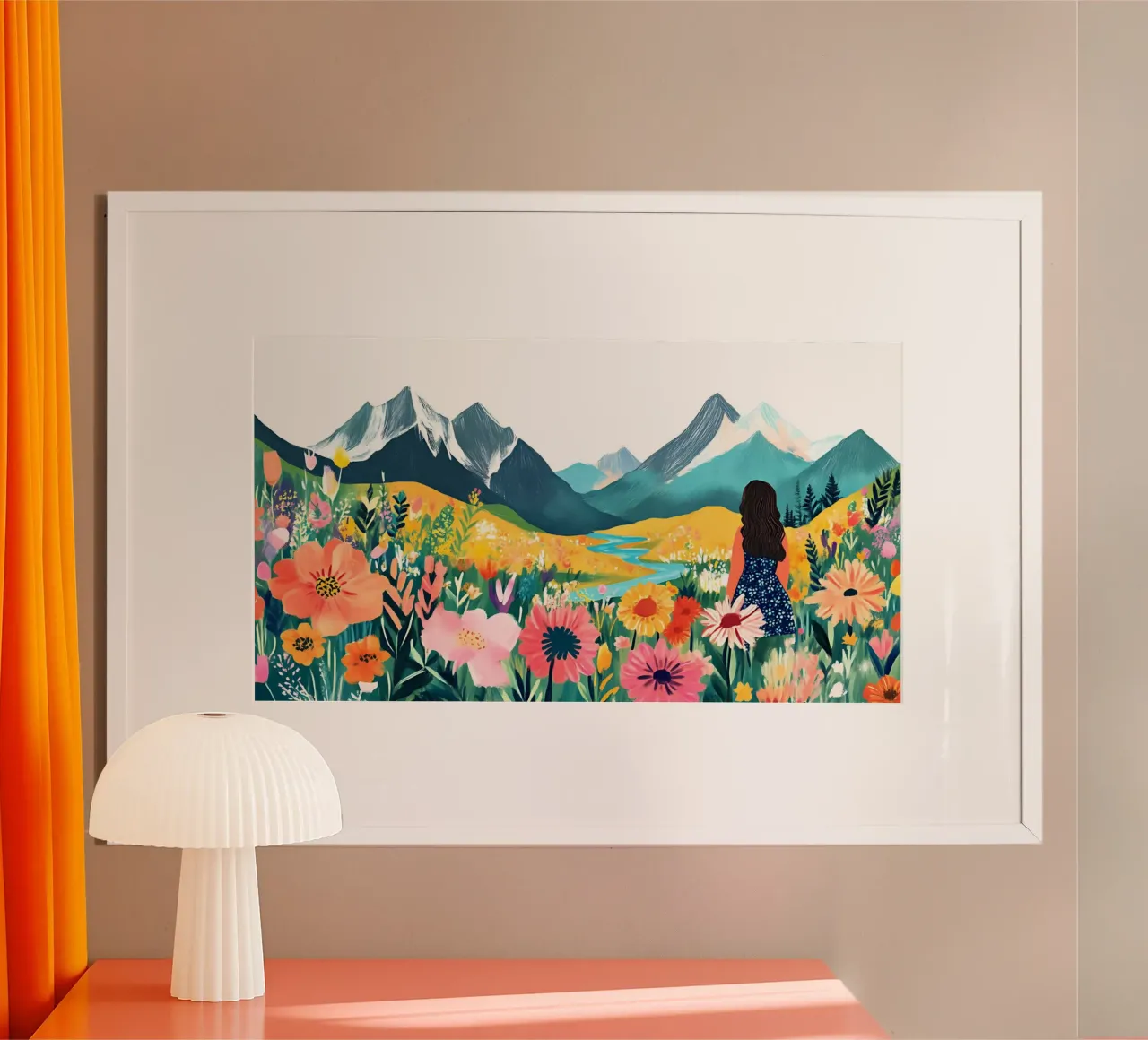 Stile Jane Galloway: Arte dei sognatori dei prati di montagna poster con telaio in alluminio da ClubArt