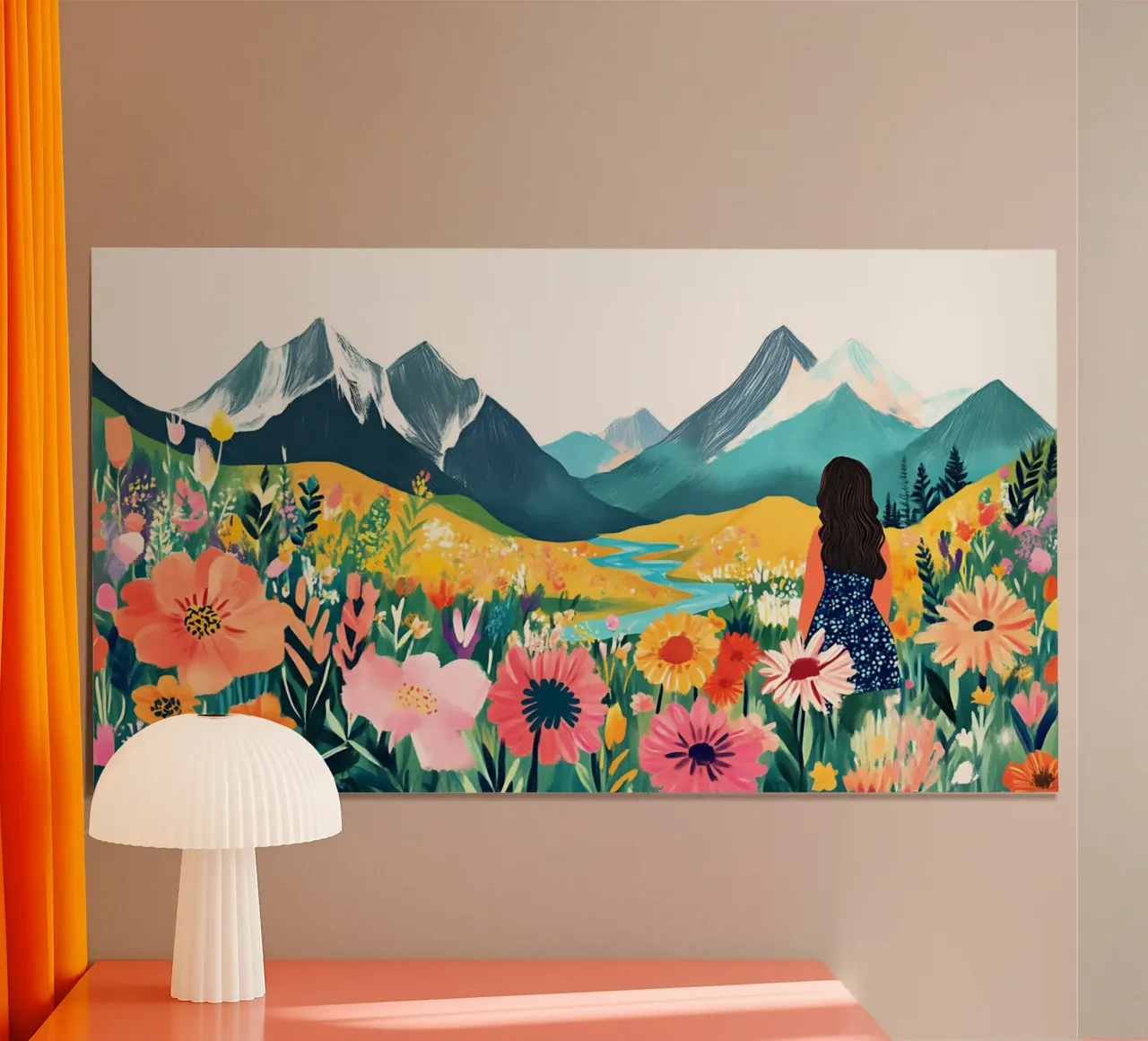 Stile Jane Galloway: Arte dei sognatori dei prati di montagna poster con telaio in alluminio da ClubArt