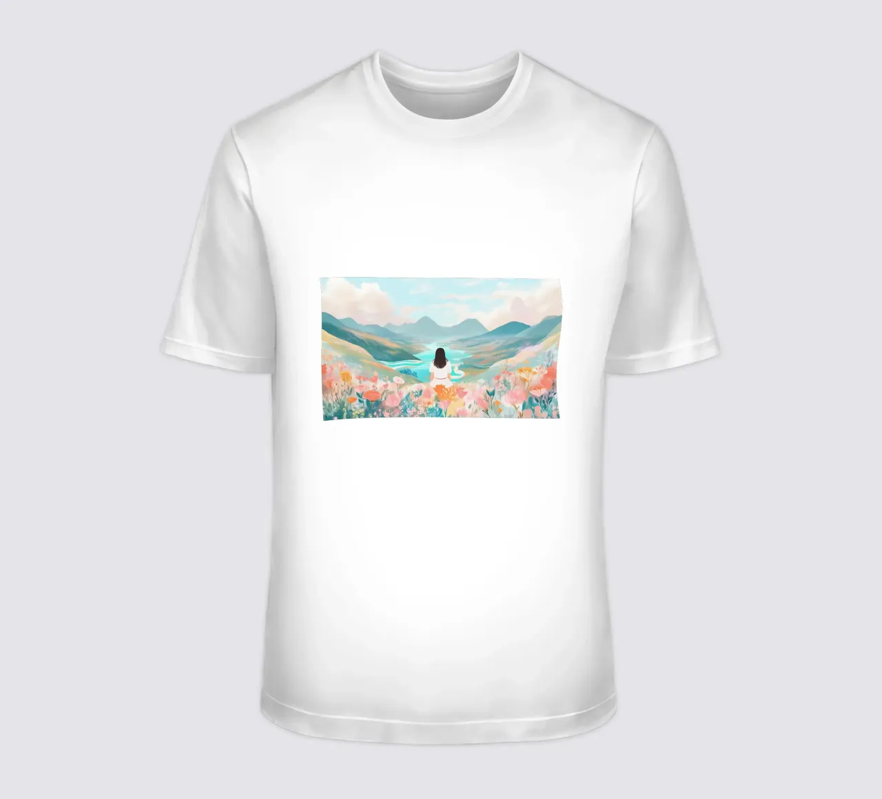 Serene Valley Dreamer - Pastelli di montagna e di fiume t-shirt da ClubArt