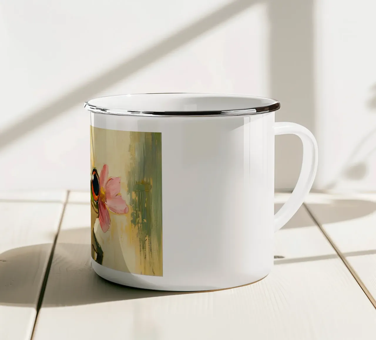 Rana capricciosa con fiori - Impasto Animal Art tazza in smalto da ClubArt