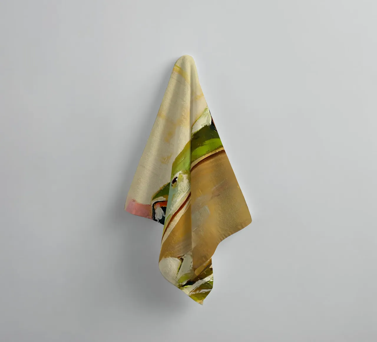 Whimsical Frog with Flowers - Impasto Animal Art towel by ClubArt