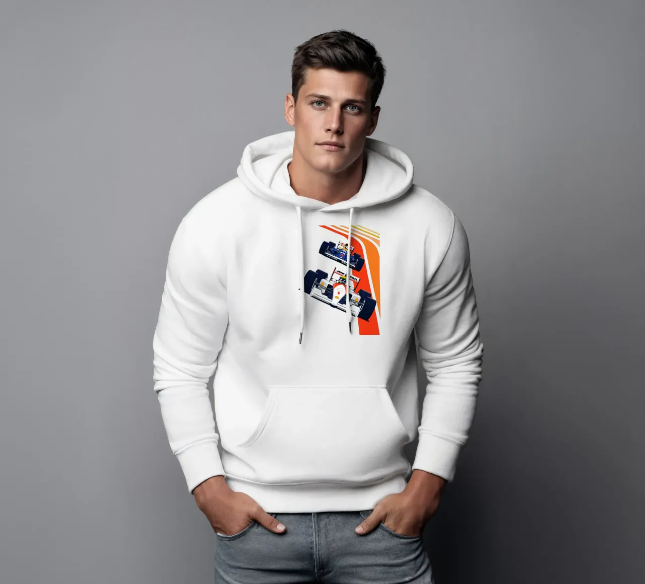 Auto da corsa di Formula d'epoca felpa con cappuccio da Mariel Toigo