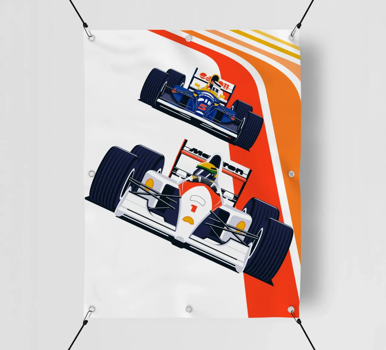 Auto da corsa di Formula d'epoca telo in pvc da Mariel Toigo