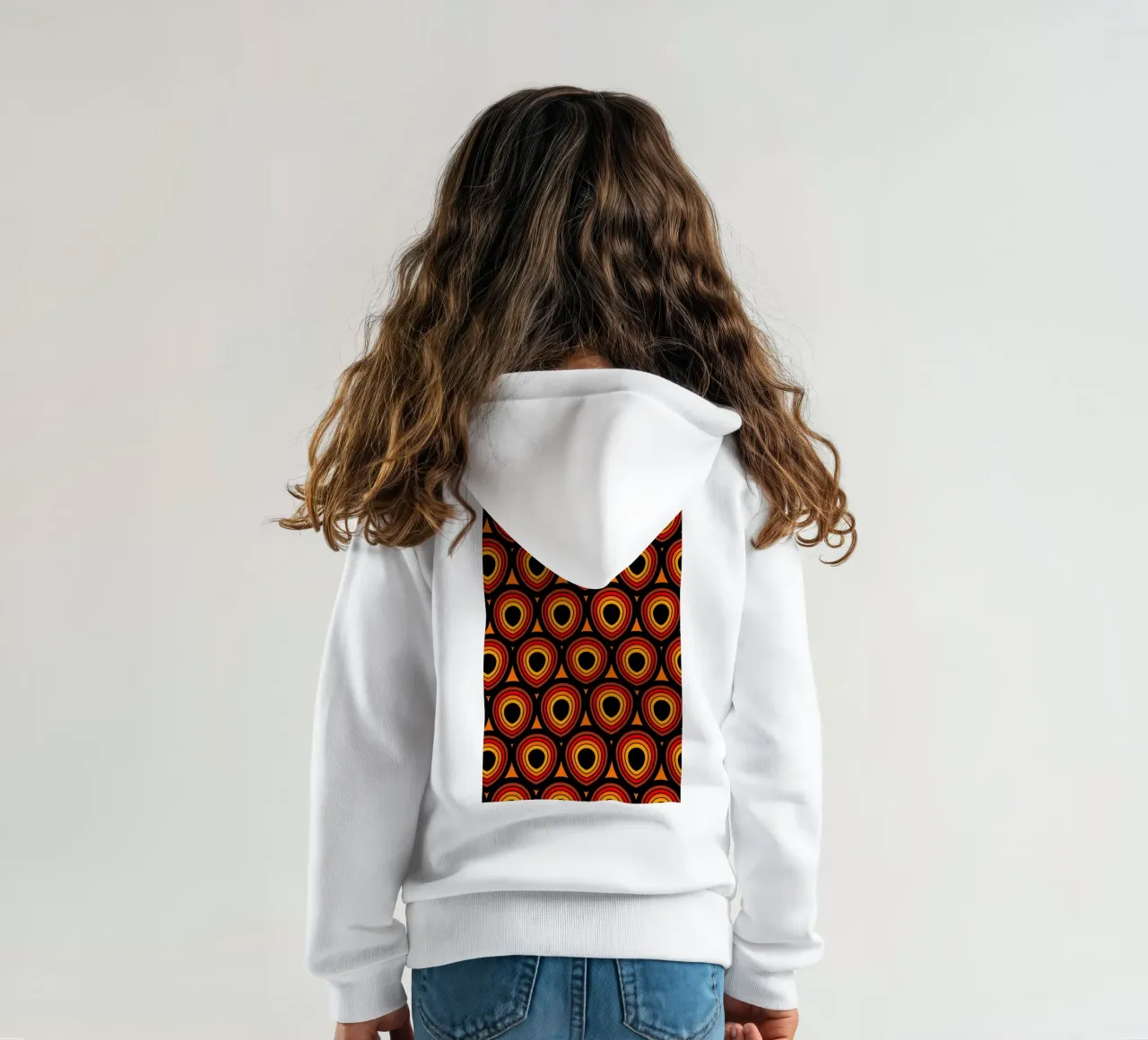 Boho Pfau Orange Schwarz Kinder Hoodie von SilverPegasus