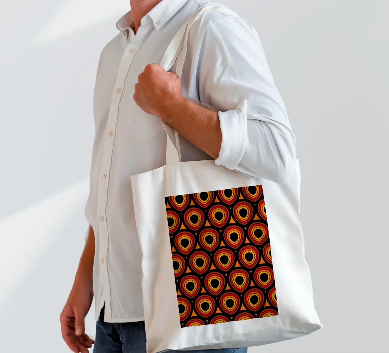 Boho Peacock Orange Black tote bag by SilverPegasus