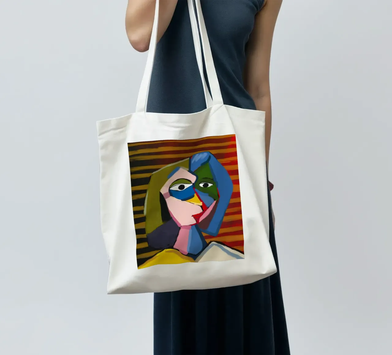 Ritratto ispirato a Picasso borsa in juta da Little Dean