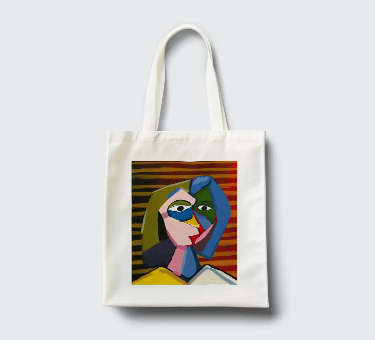 Ritratto ispirato a Picasso borsa in juta da Little Dean