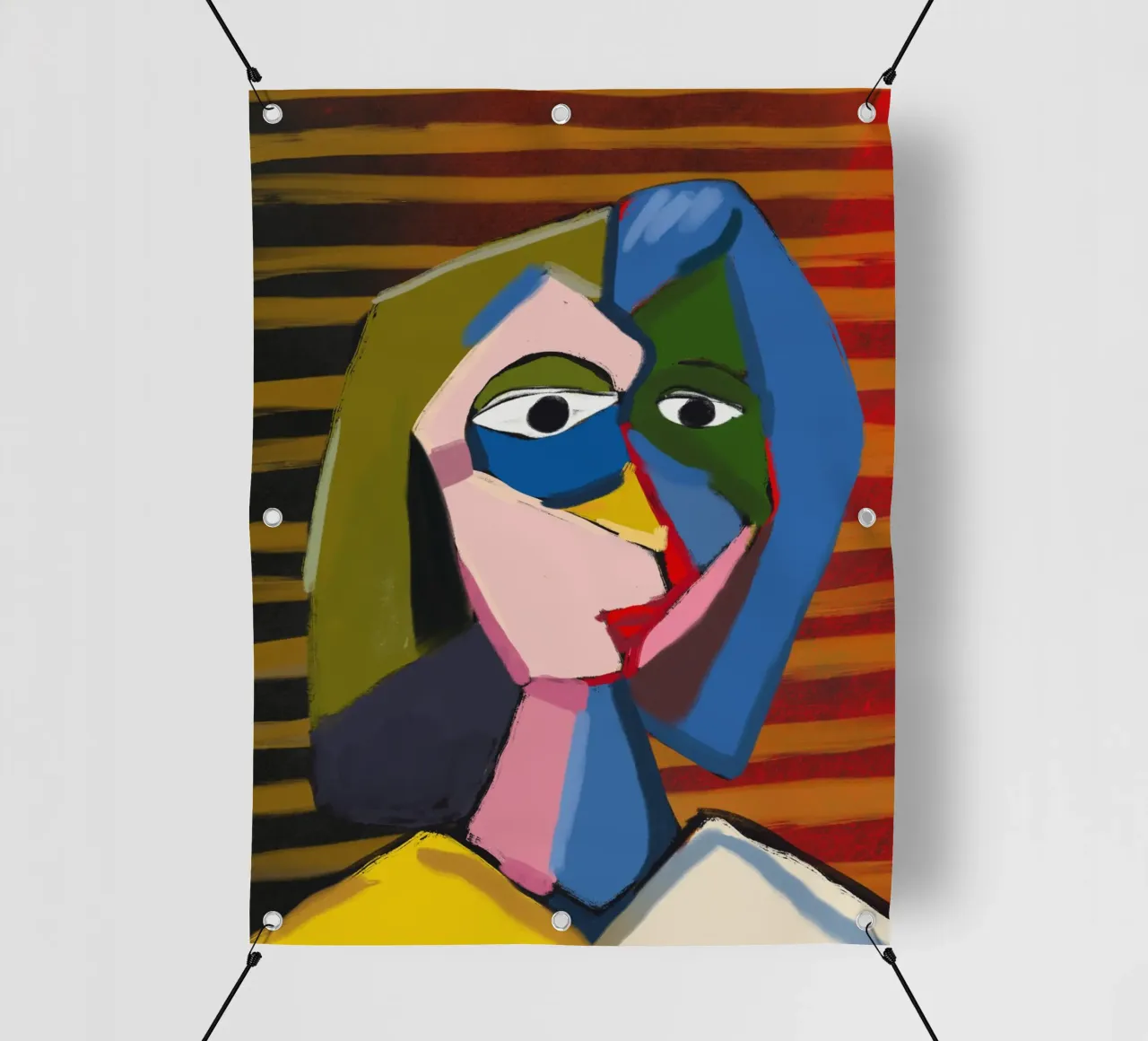Ritratto ispirato a Picasso telo in pvc da Little Dean