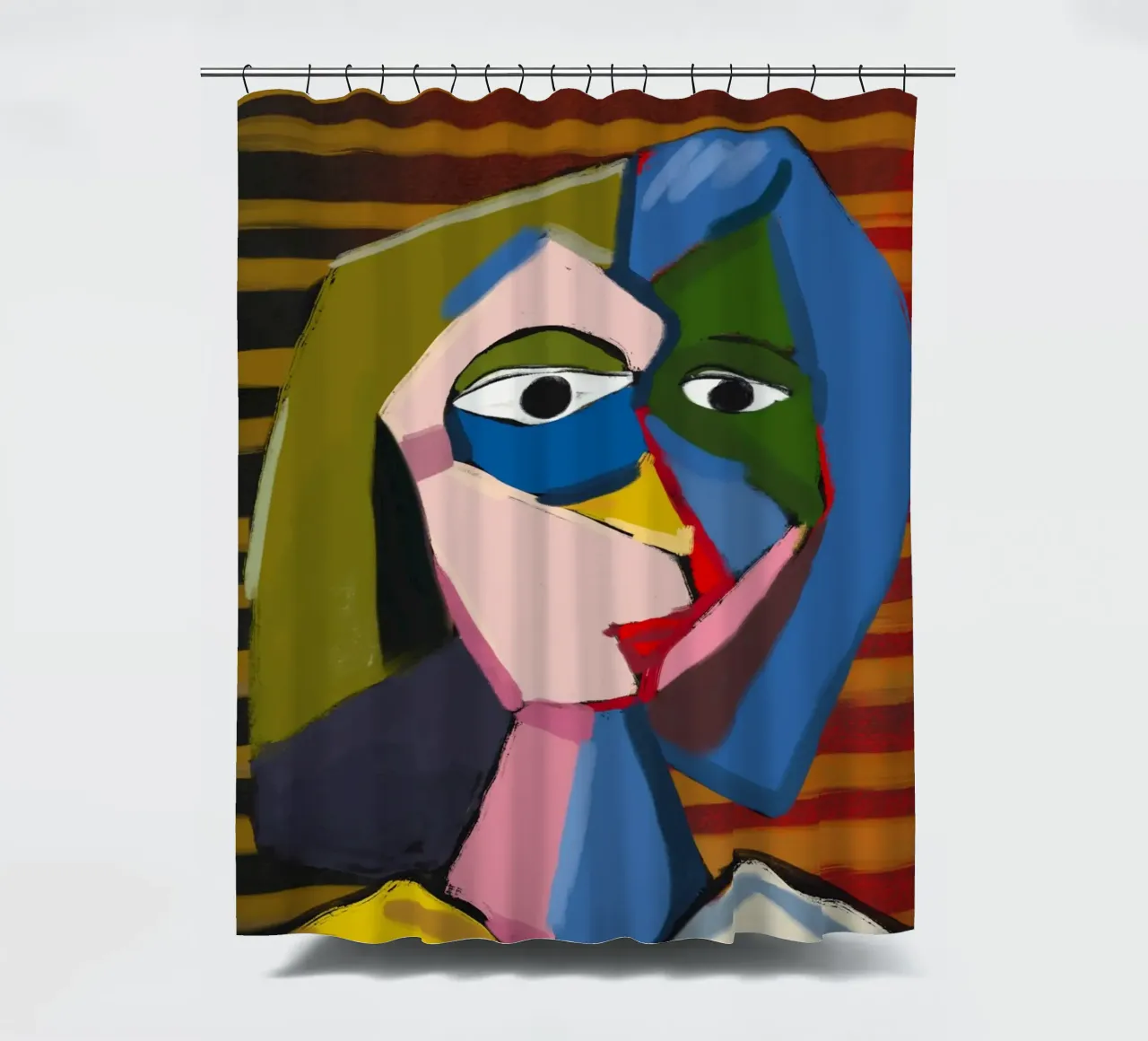 Potrait inspired by picasso shower curtain by Little Dean