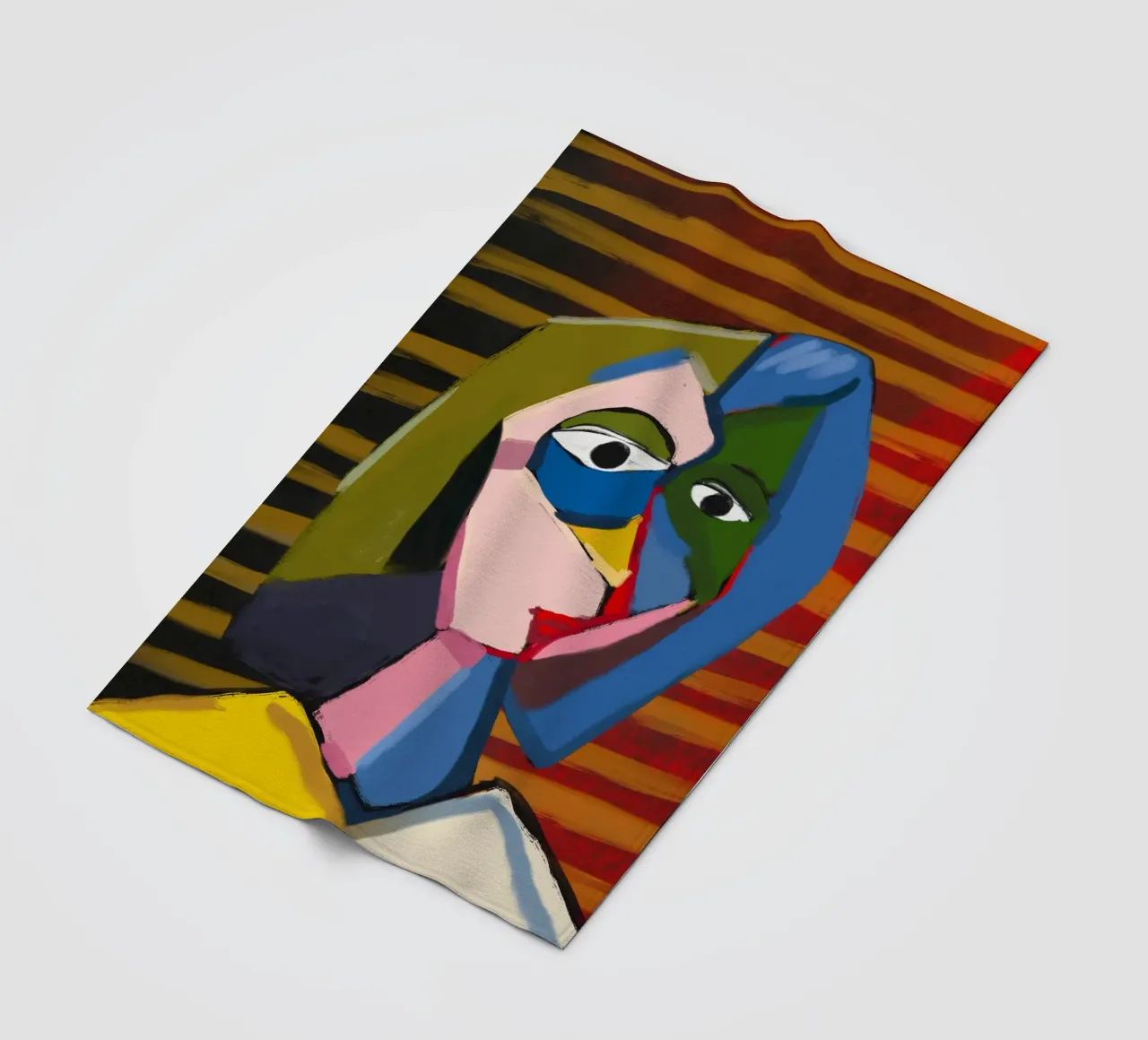 Ritratto ispirato a Picasso coperta in pile da Little Dean