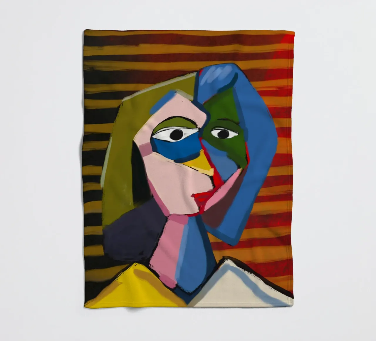 Ritratto ispirato a Picasso coperta in pile da Little Dean