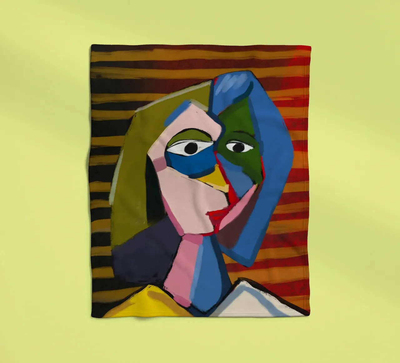 Ritratto ispirato a Picasso coperta in pile da Little Dean