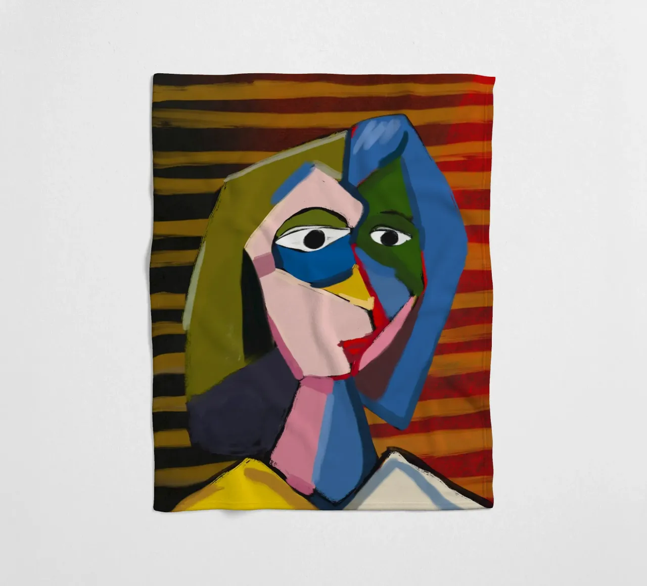 Ritratto ispirato a Picasso coperta in pile da Little Dean