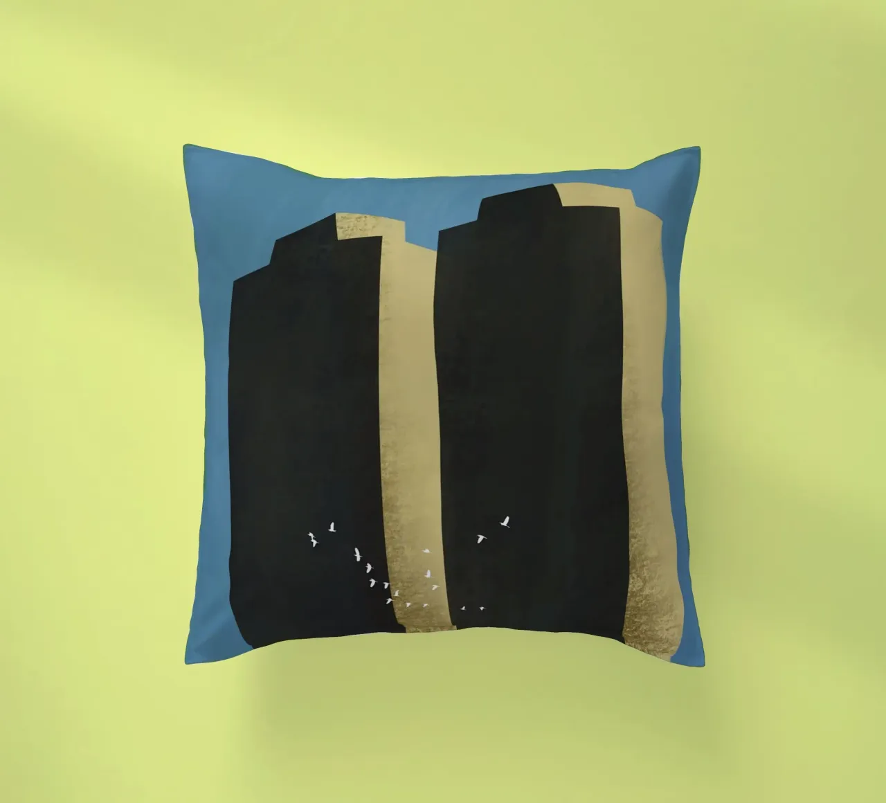 Concrete jungle migrating flock decorative cushion by Little Dean