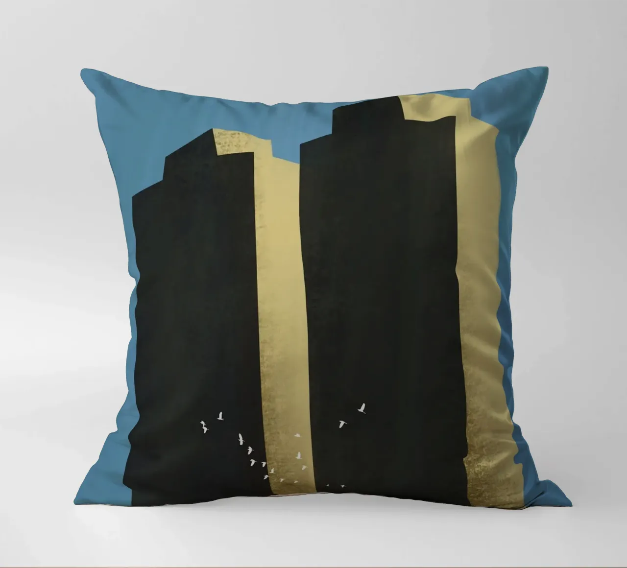 Concrete jungle migrating flock decorative cushion by Little Dean