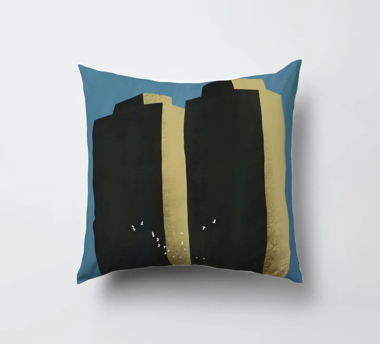 Concrete jungle migrating flock decorative cushion by Little Dean