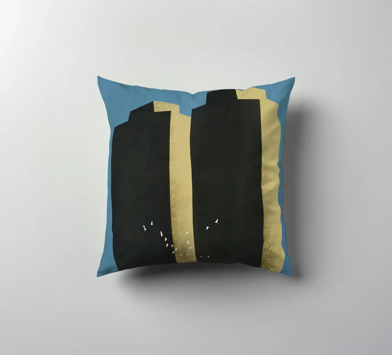 Concrete jungle migrating flock decorative cushion by Little Dean