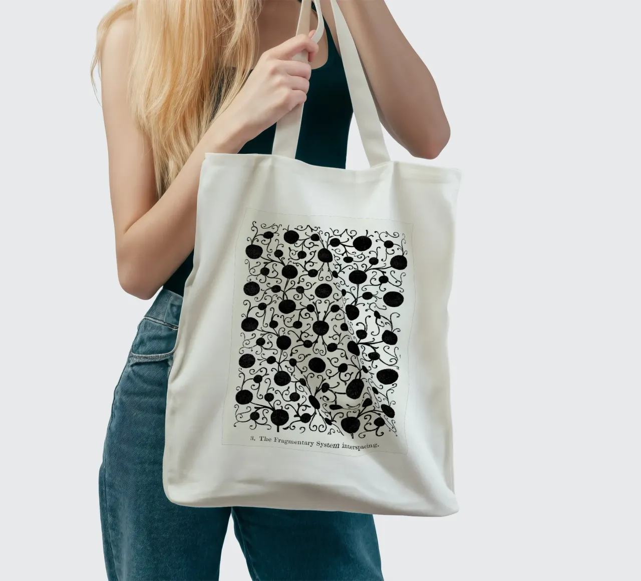 The Fragmentary System" - Impression de motifs botaniques abstraits tote bag de ClubArt