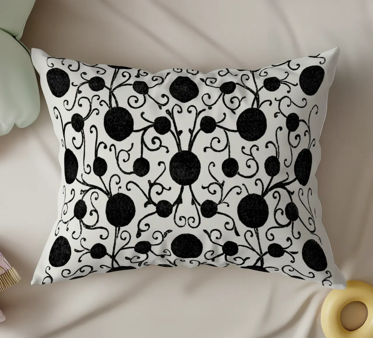 The Fragmentary System" - Impression de motifs botaniques abstraits coussin de ClubArt
