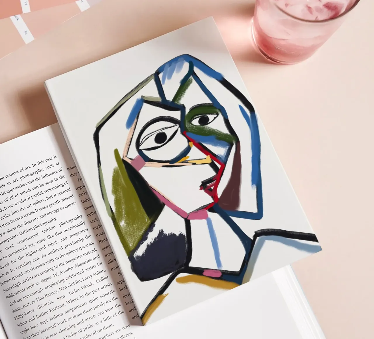 Pastel Line art portrait sketch notebook by Little Dean