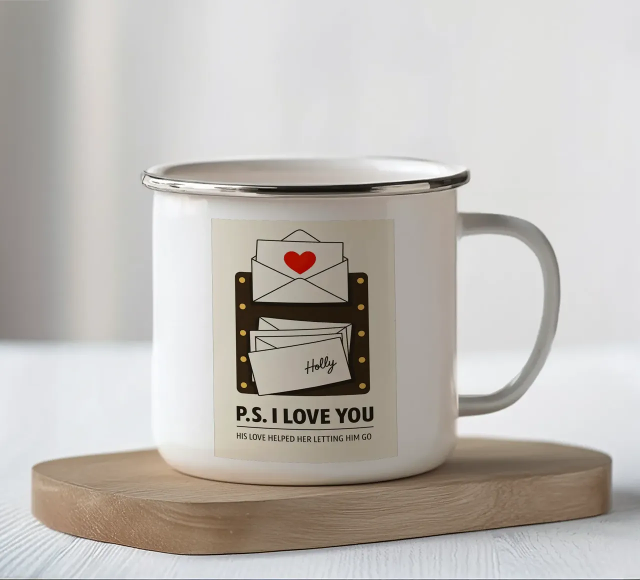 PS I Love You Print tazza in smalto da MoviesArt