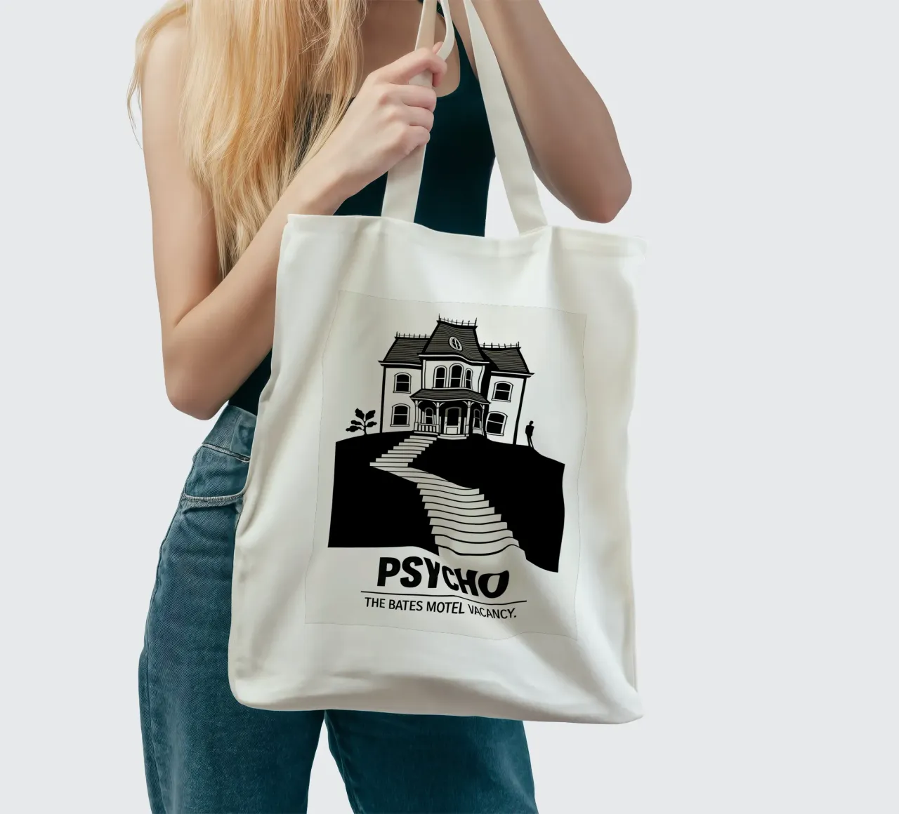 Psycho Print borsa in juta da MoviesArt
