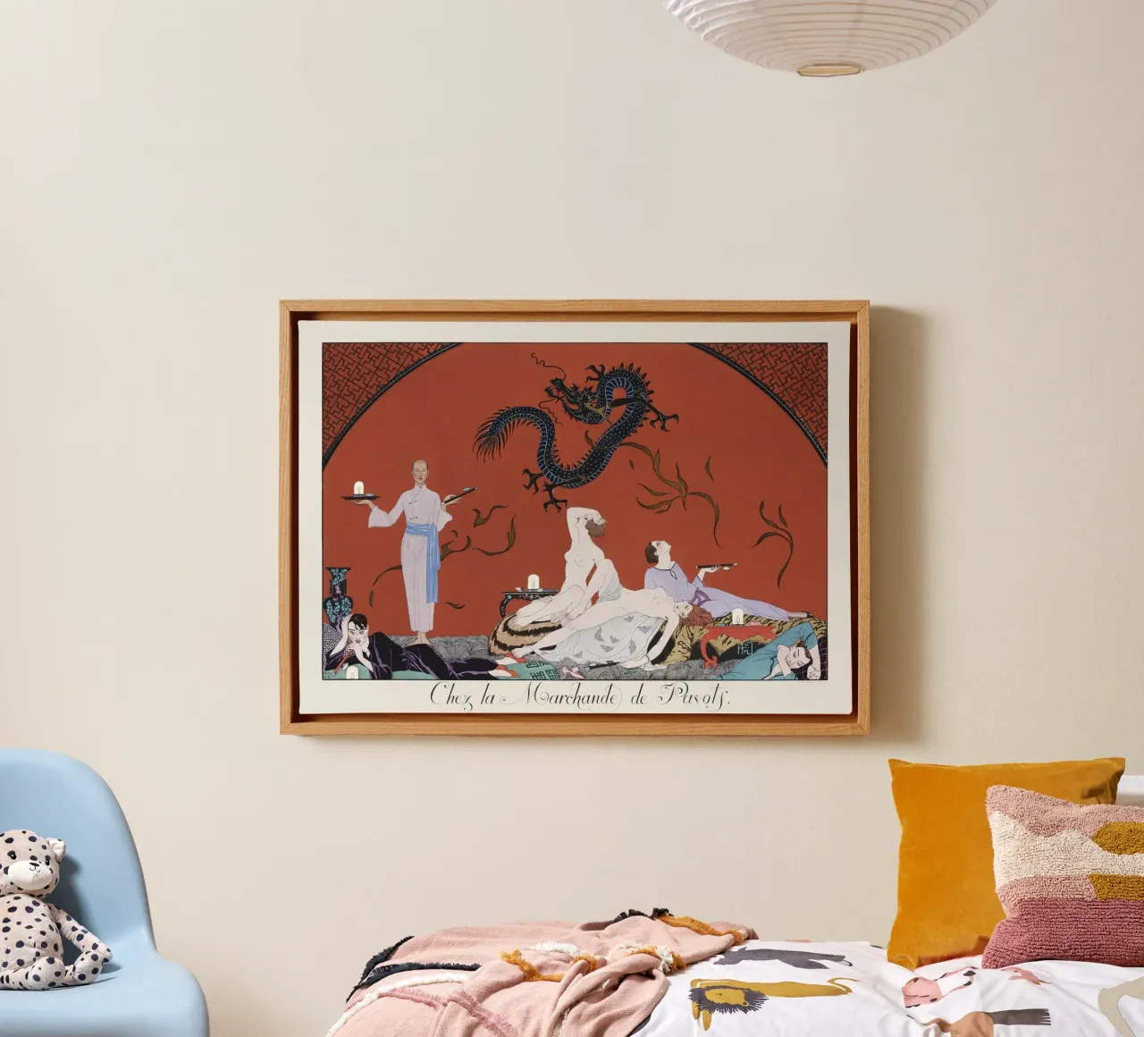George Barbier - "Chez la Marchande de Pavots" Art Déco Prin tela con Cornice a cassetta da ClubArt
