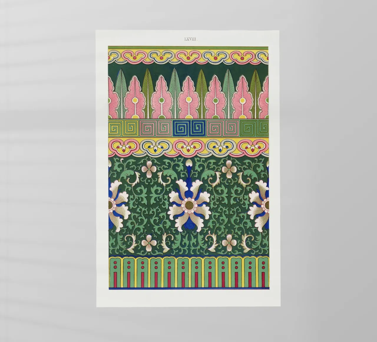 Owen Jones Chinese Ornament - Lebendige geometrische und florale Kunst Backlit Folie von ClubArt