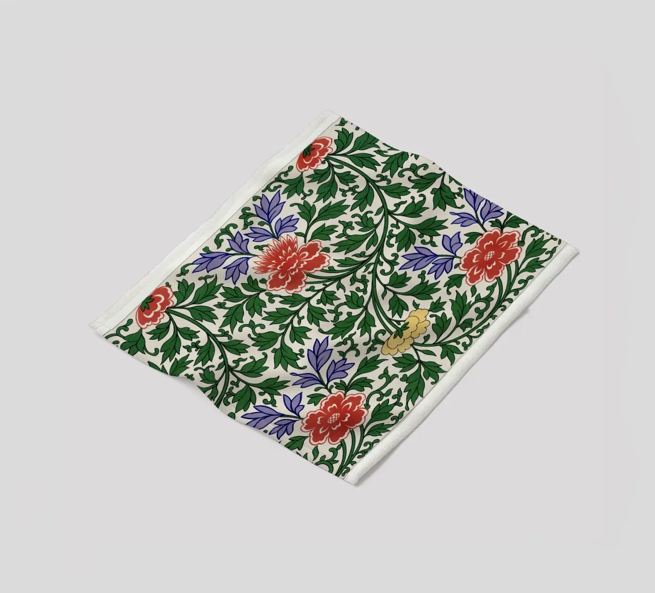 Vibrant Chinese Floral Pattern - Vintage Botanical Art fleece blanket by ClubArt
