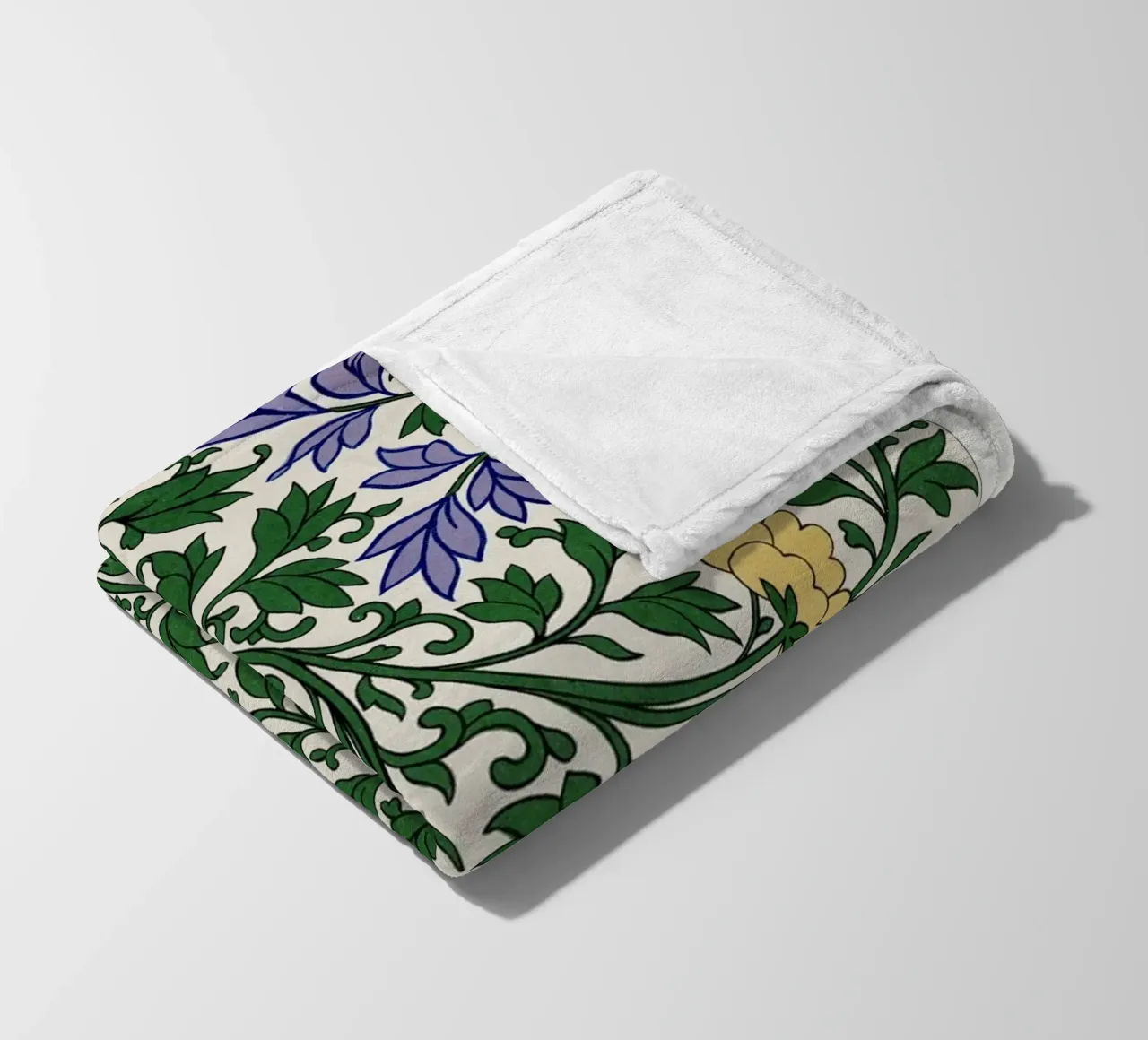 Vibrant Chinese Floral Pattern - Vintage Botanical Art fleece blanket by ClubArt