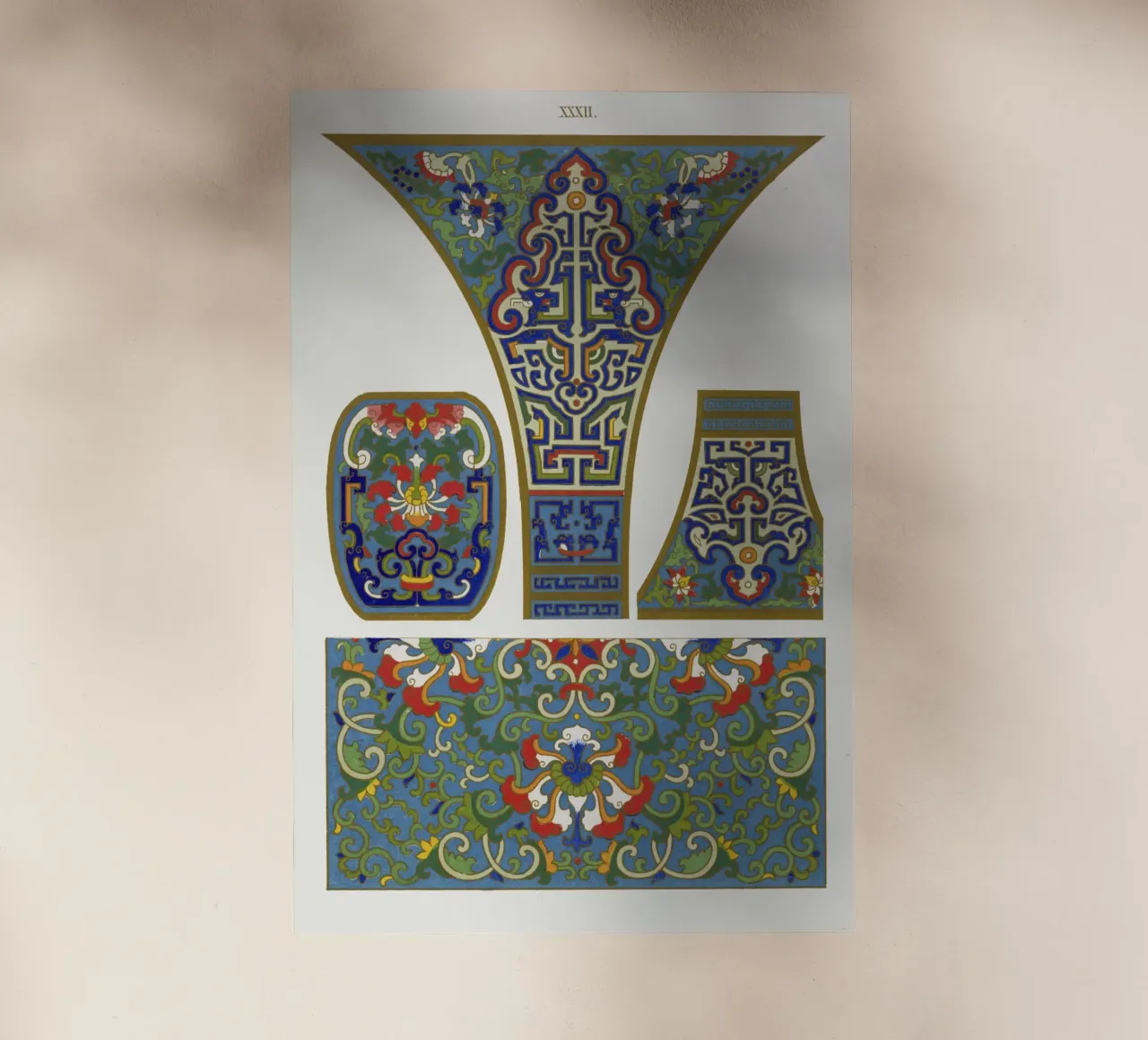 Owen Jones - Ancient Chinese Ornament Panel Set Druck Backlit Folie von ClubArt
